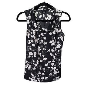 Banana Republic Black and White Sleeveless Floral Printed Women's Size CXS